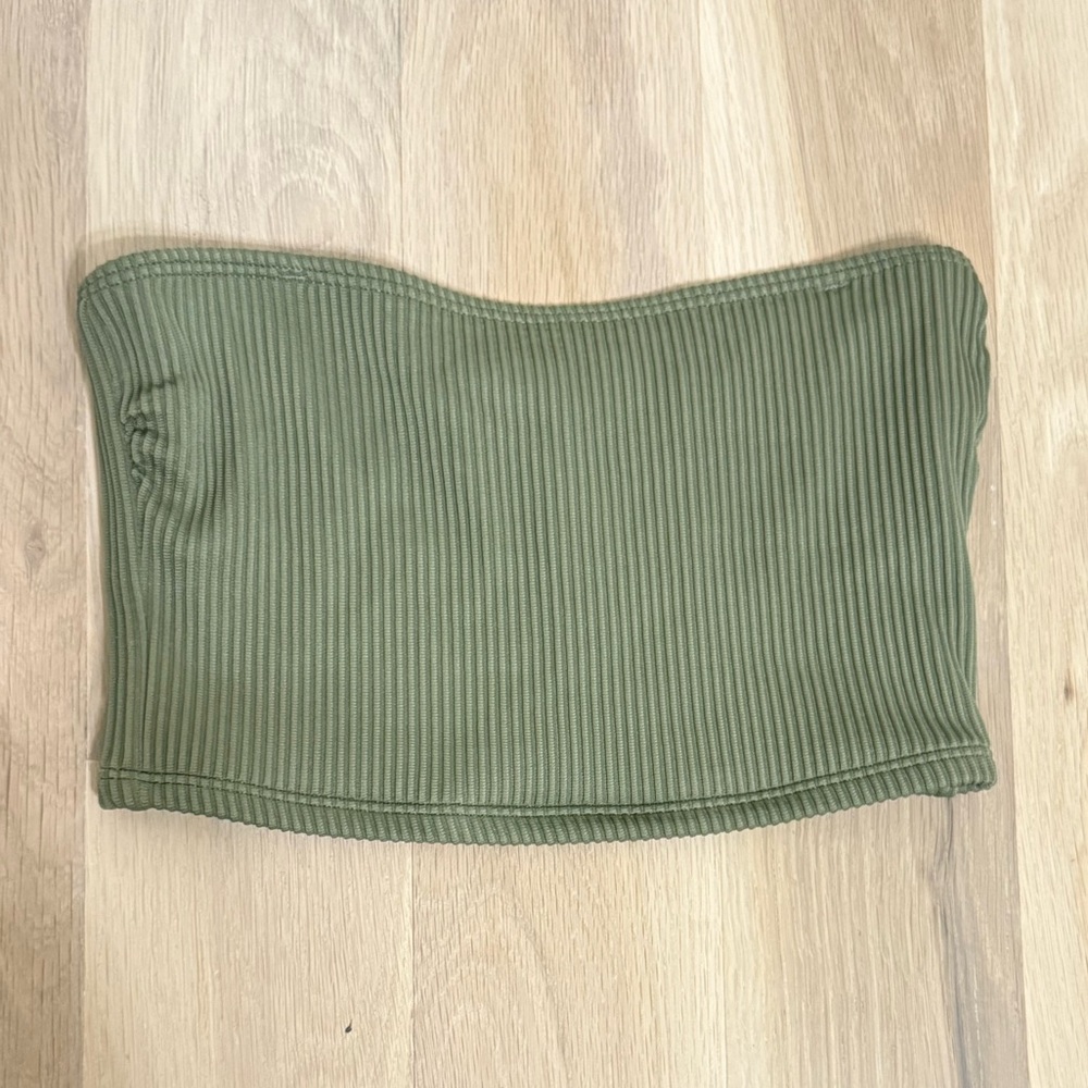 Abercrombie & fitch olive green strapless swimsuit top